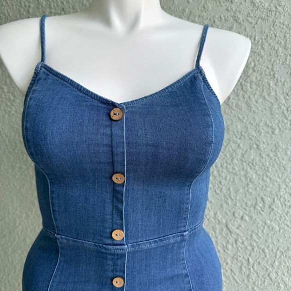 Bläshe size L denim jean mini dress y2K 90s  slimfit bodycon summer spring - Picture 2 of 11